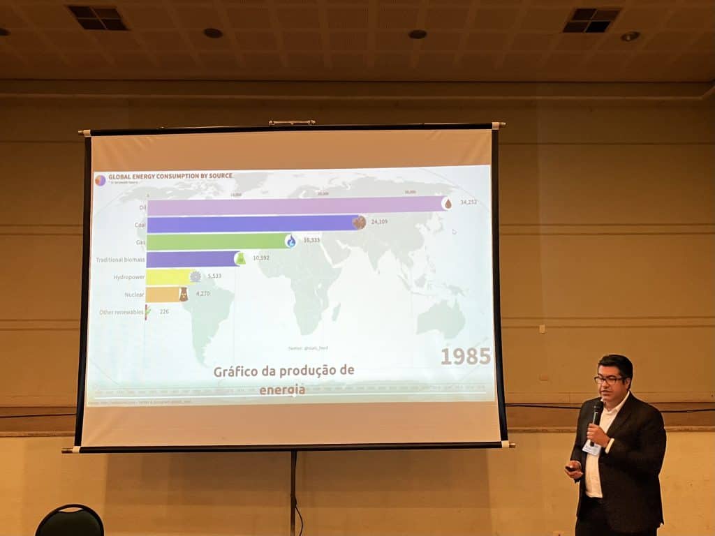 O diretor de tecnologias, engenheiro eletricista Alexandre Gonçalves Leite, palestrou sobre sustentabilidade e transição energética